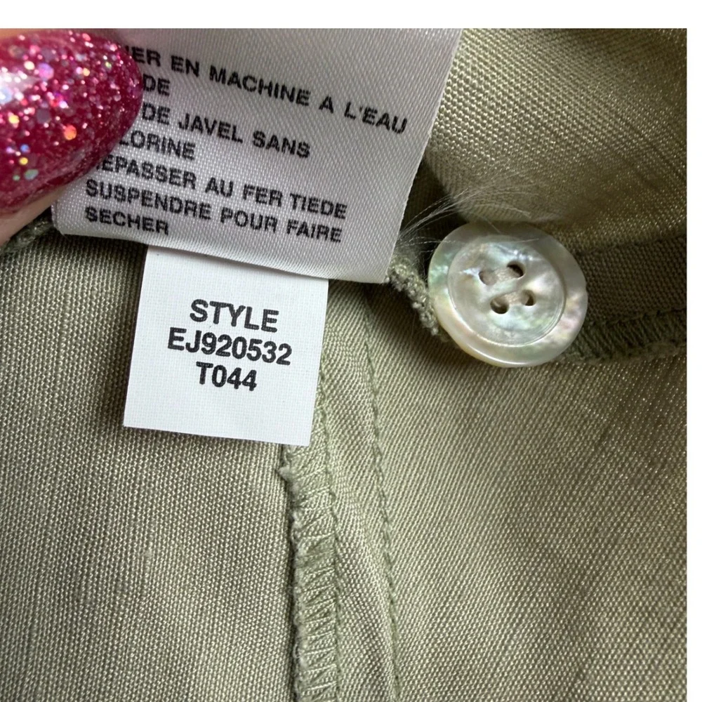 Emma James Liz Claiborne Sage Green Linen‎ Blend Fitted Blazer Top Women's 6